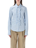 Ami Paris ruffled cotton poplin shirt Light Blue
