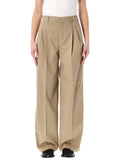 Ami Paris low waist wide leg cotton trousers Beige Pant