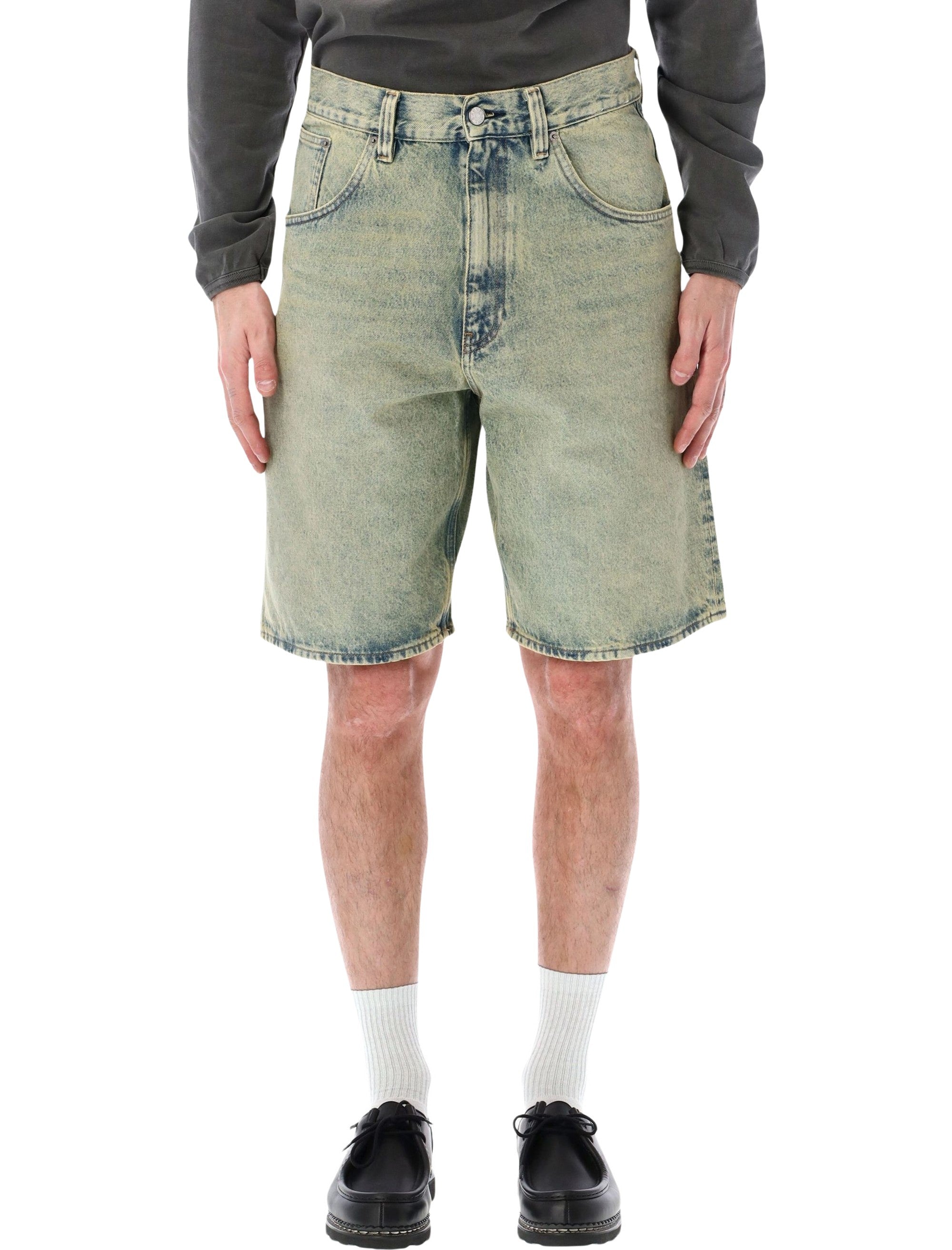 Sunflower Super Wide Organic Denim Shorts Lt Vintage Dust Cotton