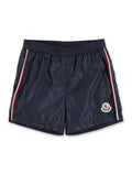 Moncler Tricolor-Trim Swim Shorts For Baby Navy Polyamide Lining Swimwear