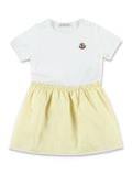 Moncler baby cotton blend pleated dress White Yellow