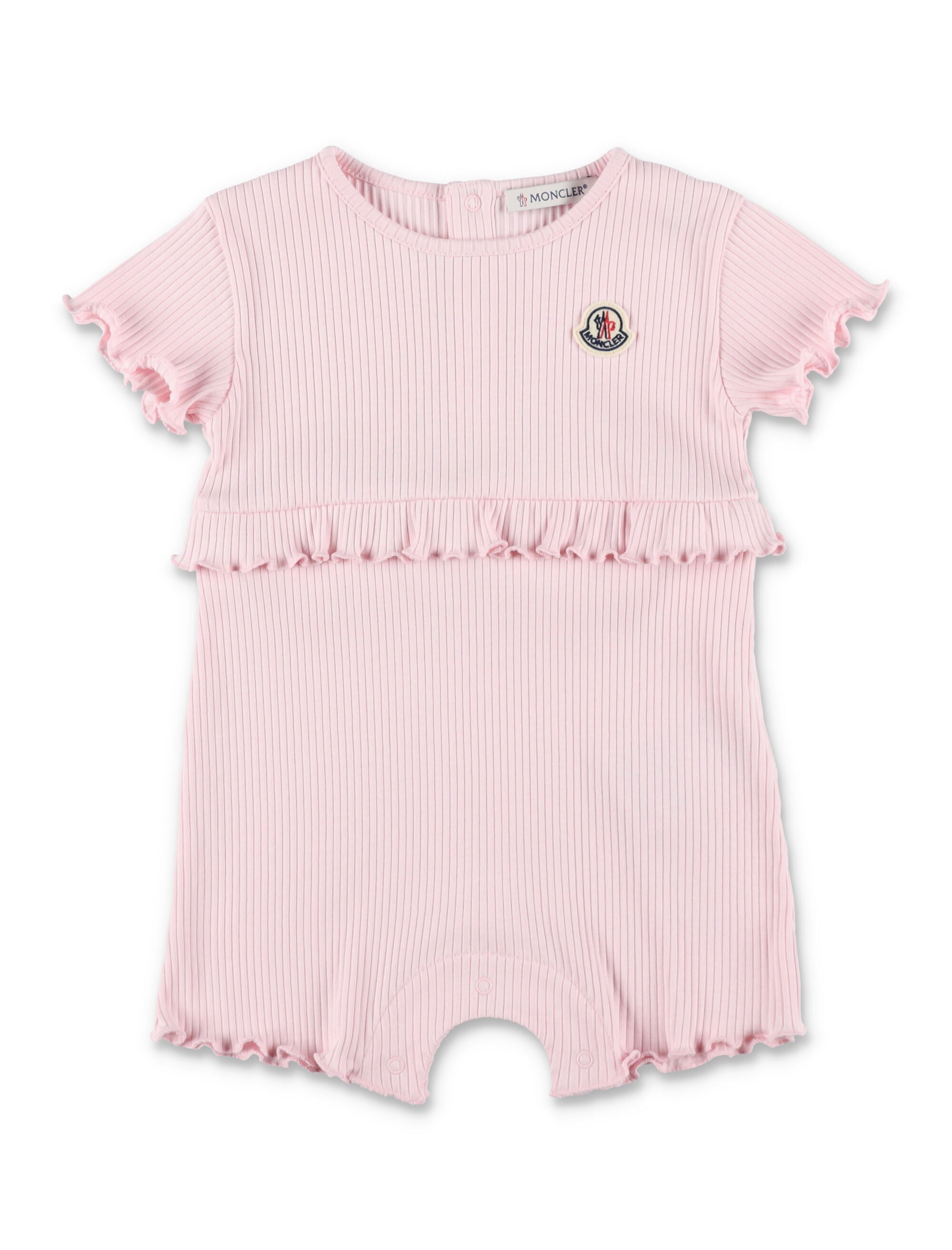 Moncler baby cotton ruffled romper Pink Jumpsuit