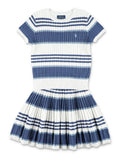 Polo Ralph Lauren cable-knit striped girls set White Blue Cotton