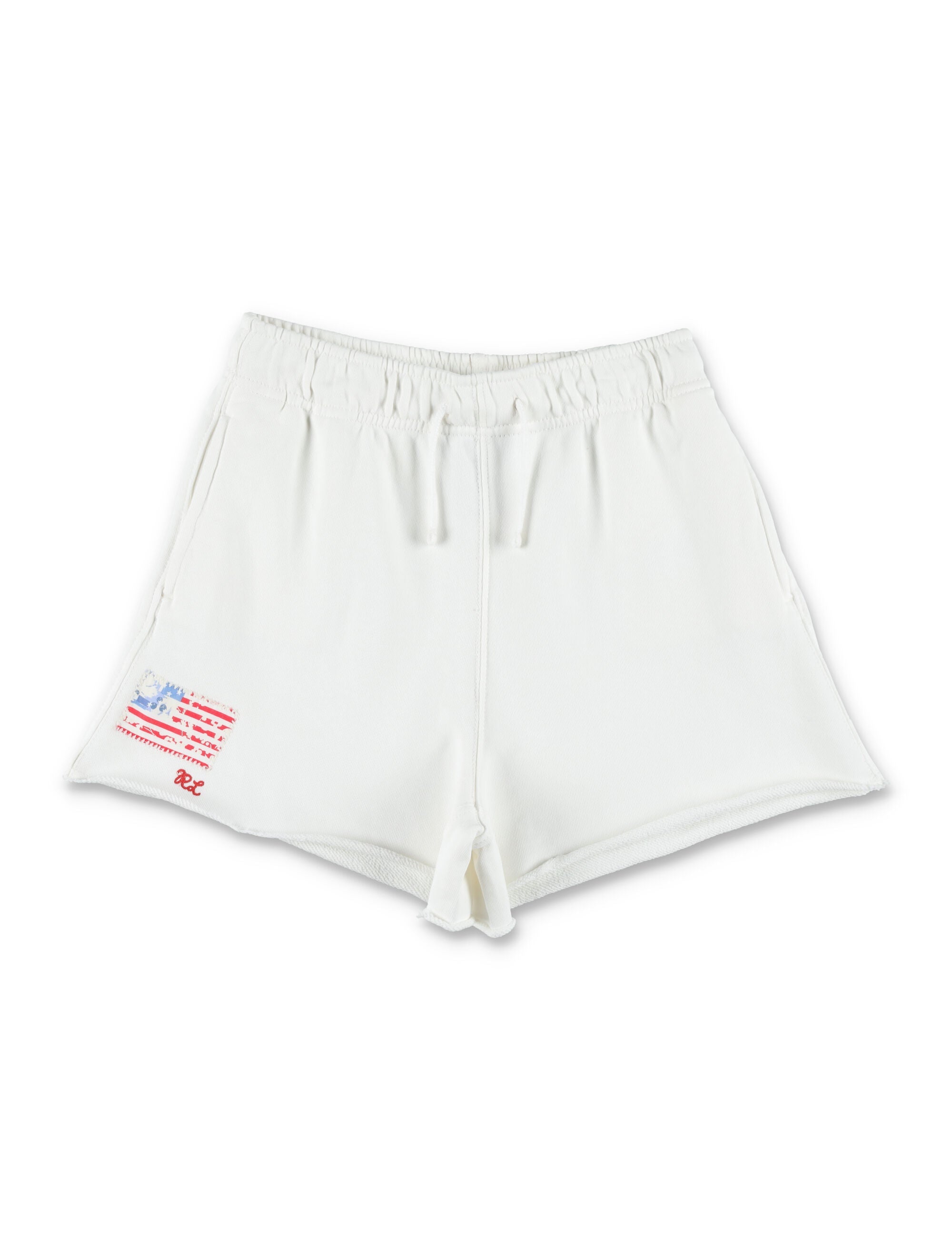 Polo Ralph Lauren raw-hem flag girls shorts White Cotton