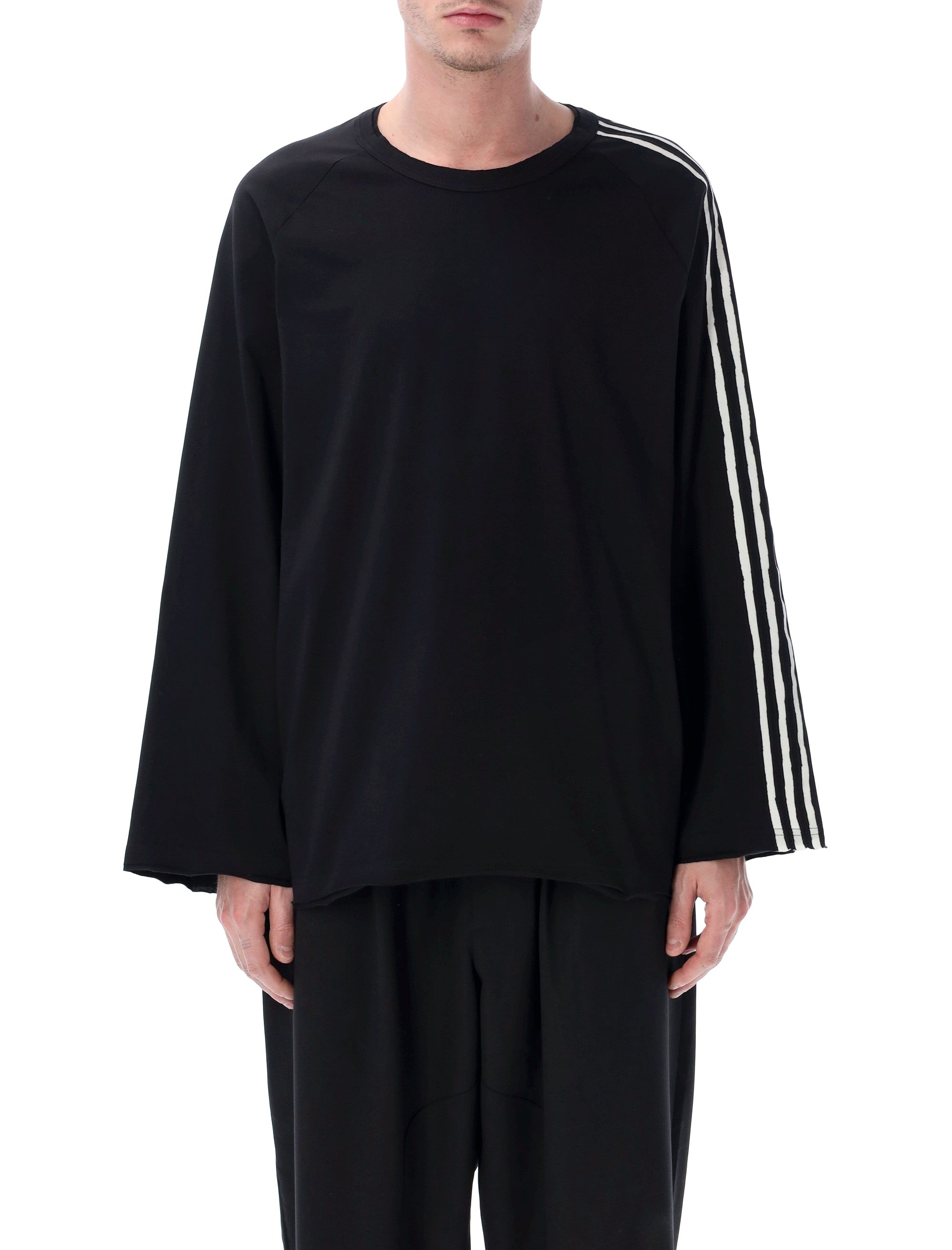 Y-3 raw edge long sleeve black t-shirt Cotton Tshirt