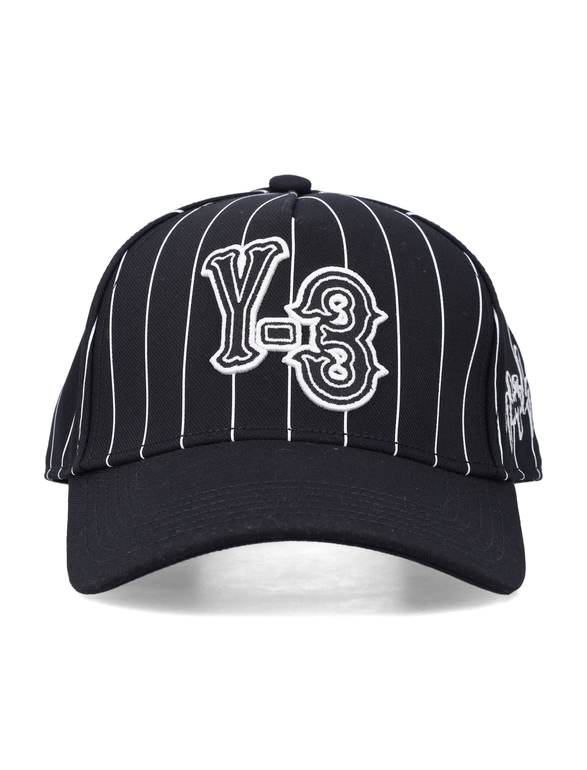 Y-3 black pinstripe twill cap Recycled Polyester Hat