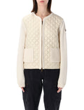 Moncler Geometric-Quilted Padded Cardigan White Polyamide Base Fabric