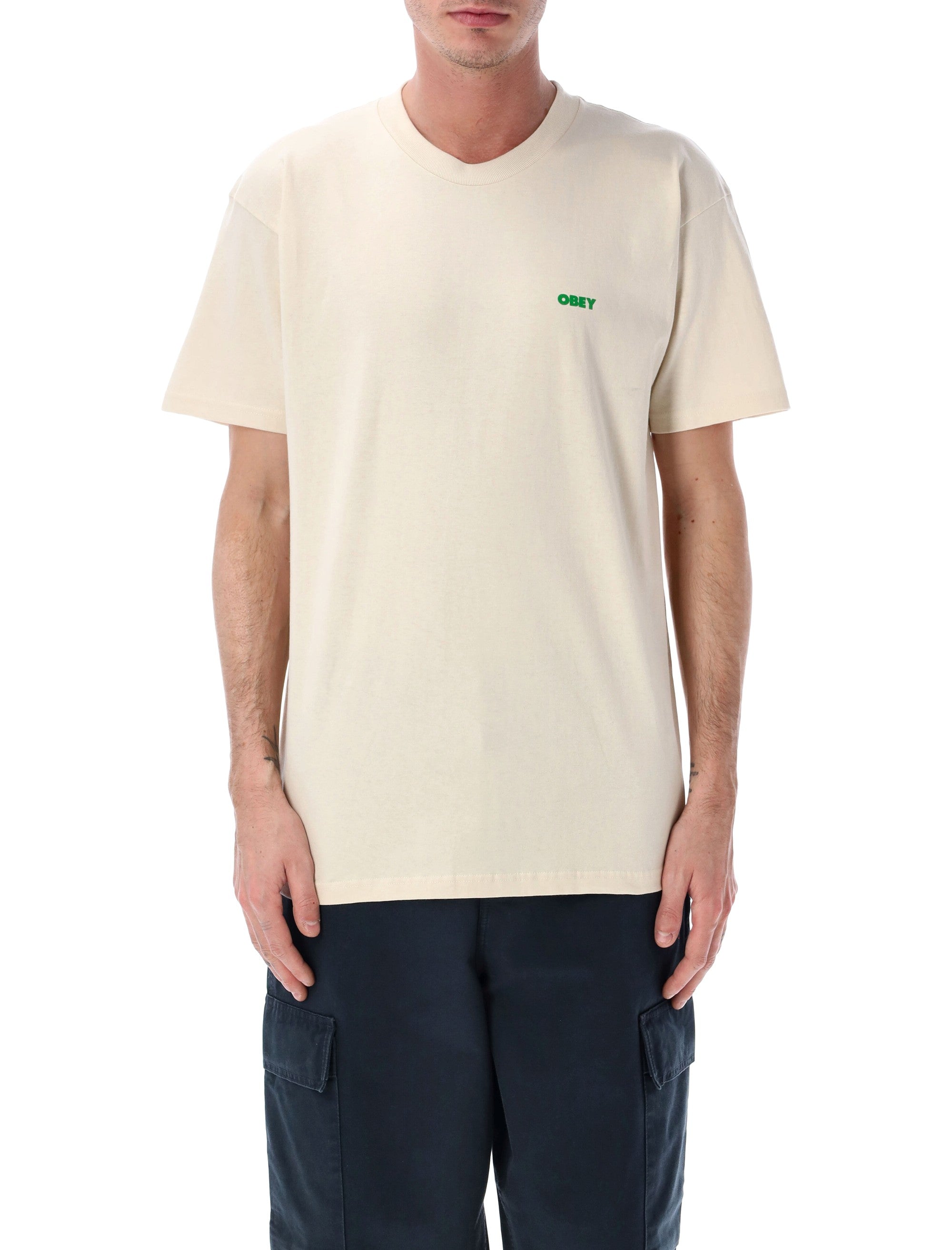 Obey Knowledge Is Power graphic t-shirt Cream Cotton Tshirt