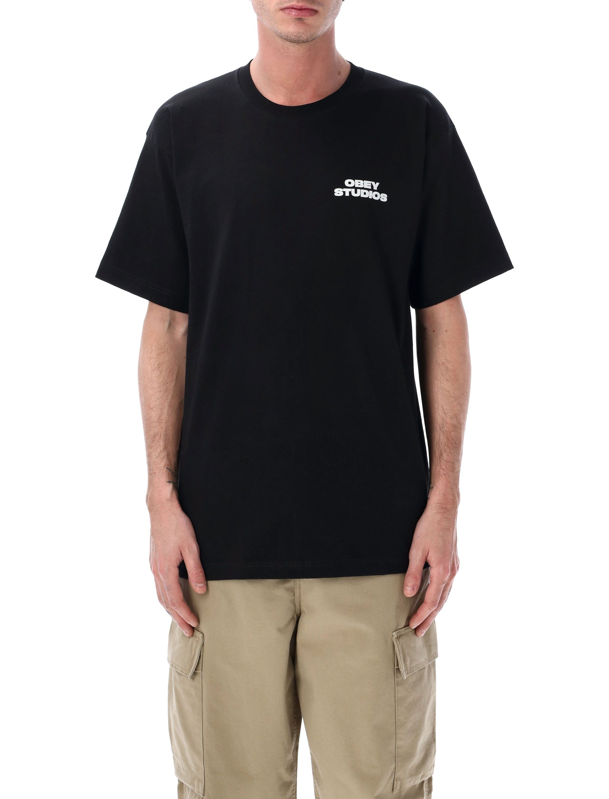 Obey Sky Face cotton tee Black Tshirt