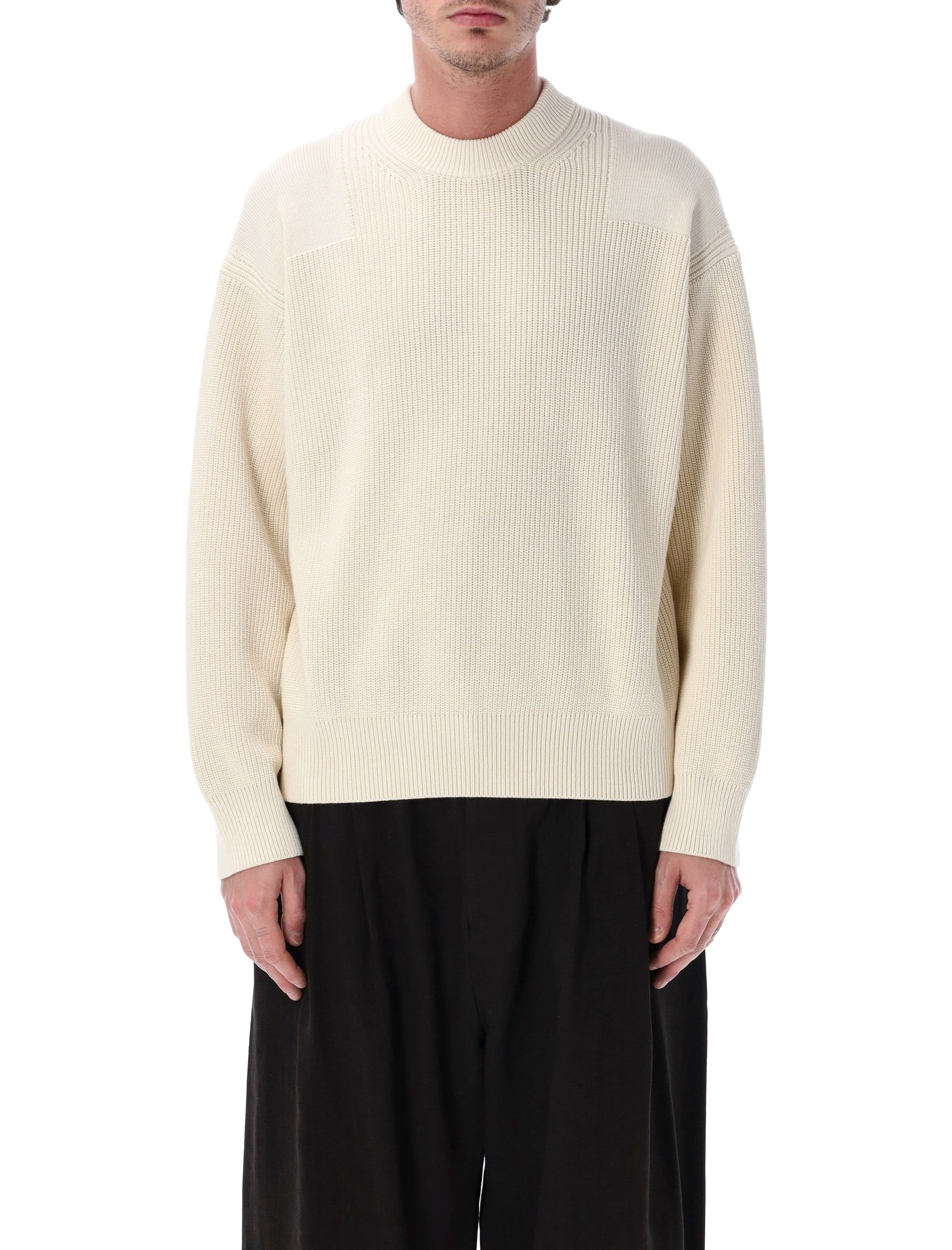 Studio Nicholson Combo Knit Sweater Parchment Cotton