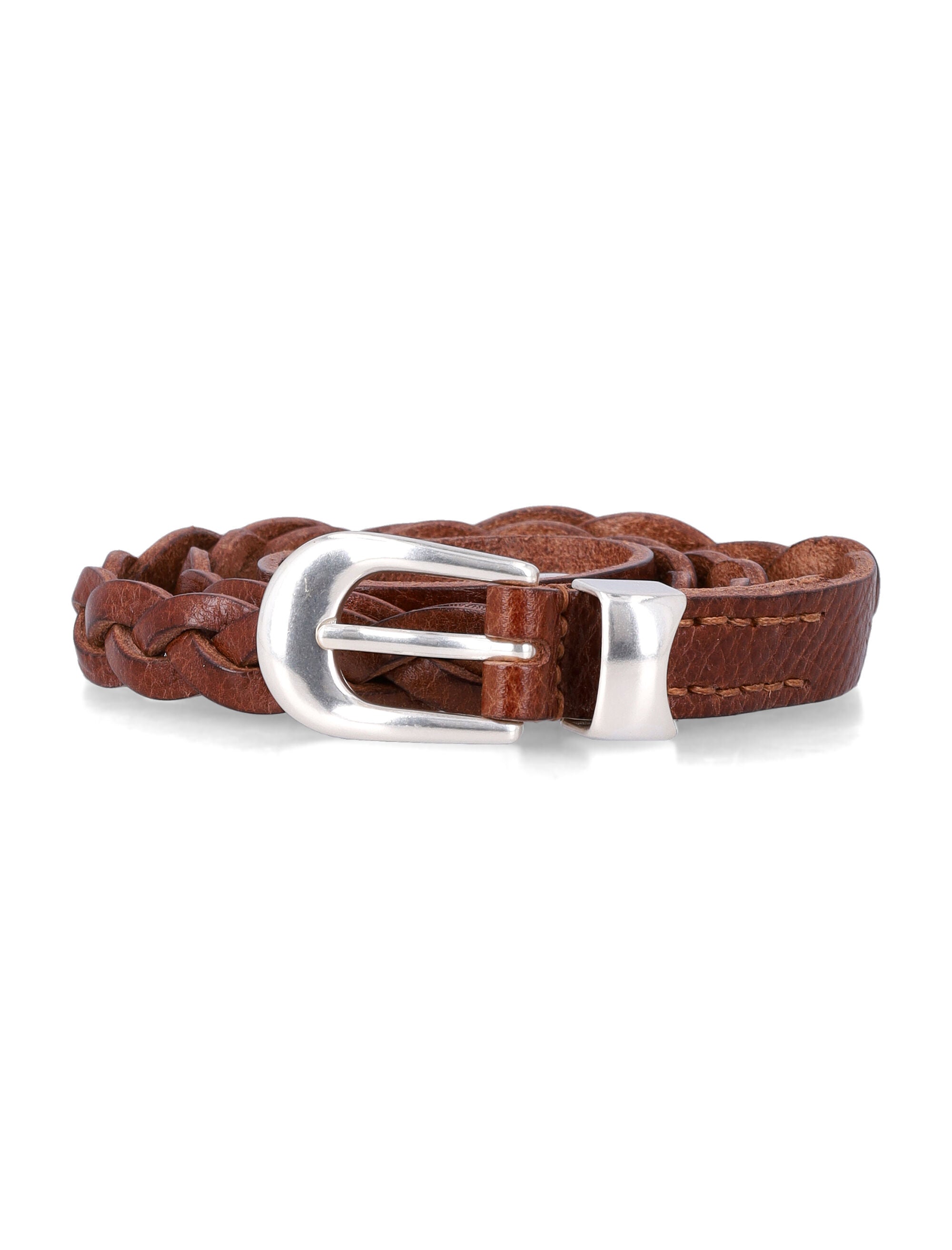 Our Legacy Cognac Leather Braided Belt Brown Cow