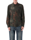 Our Legacy Beyond shirt in Forgotten Paisley Dark Green Rayon