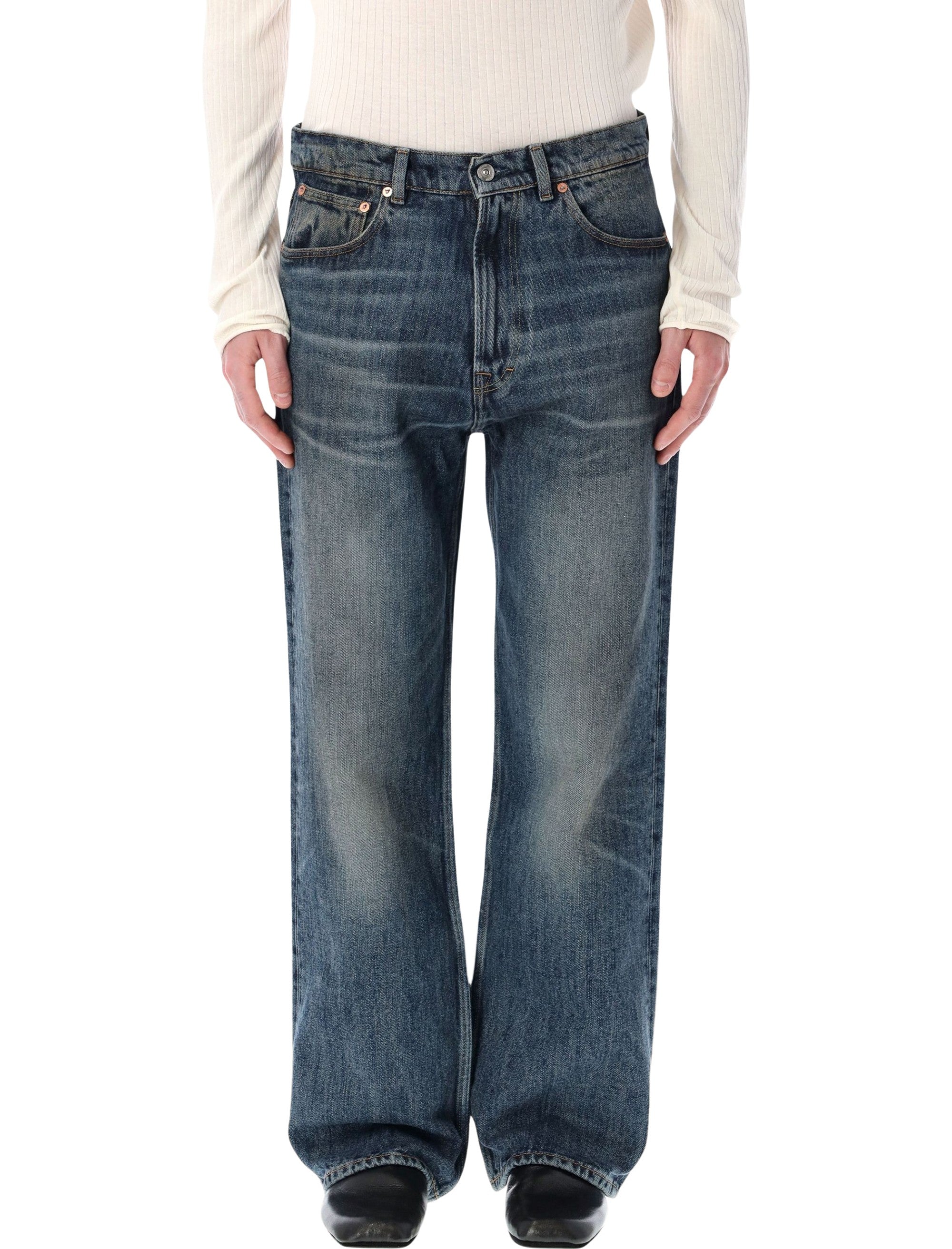 Our Legacy Third Cut wide straight jeans Blue Wash Cotton