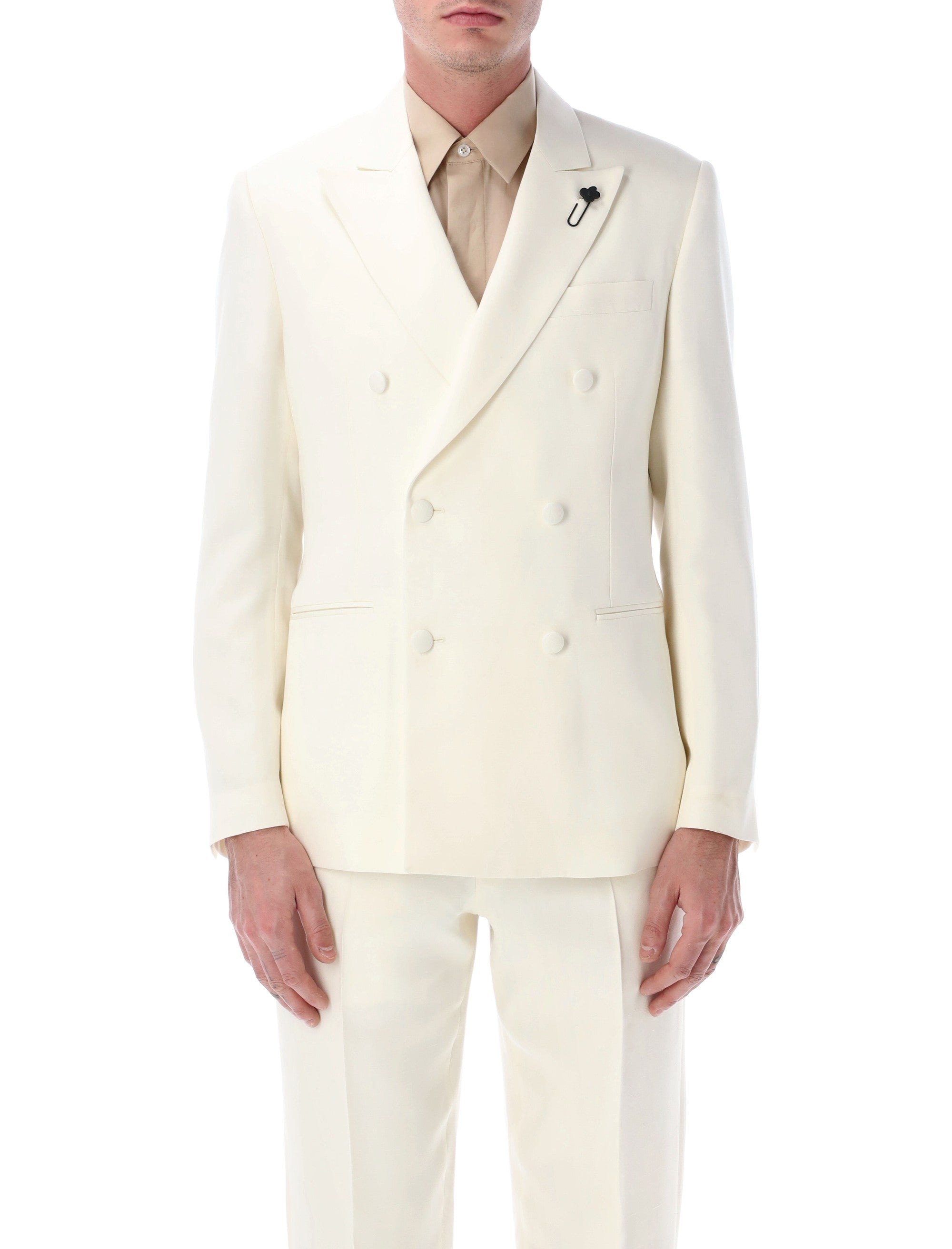 Lardini Soirée EcoVero double-breasted jacket Avorio Viscose Blazer