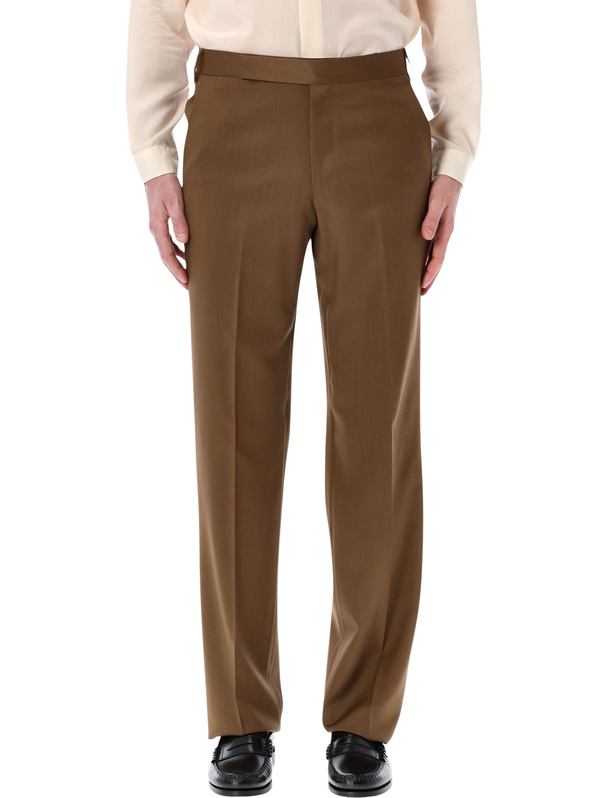 Lardini stretch crepe formal trousers Brown Virgin Wool Pant