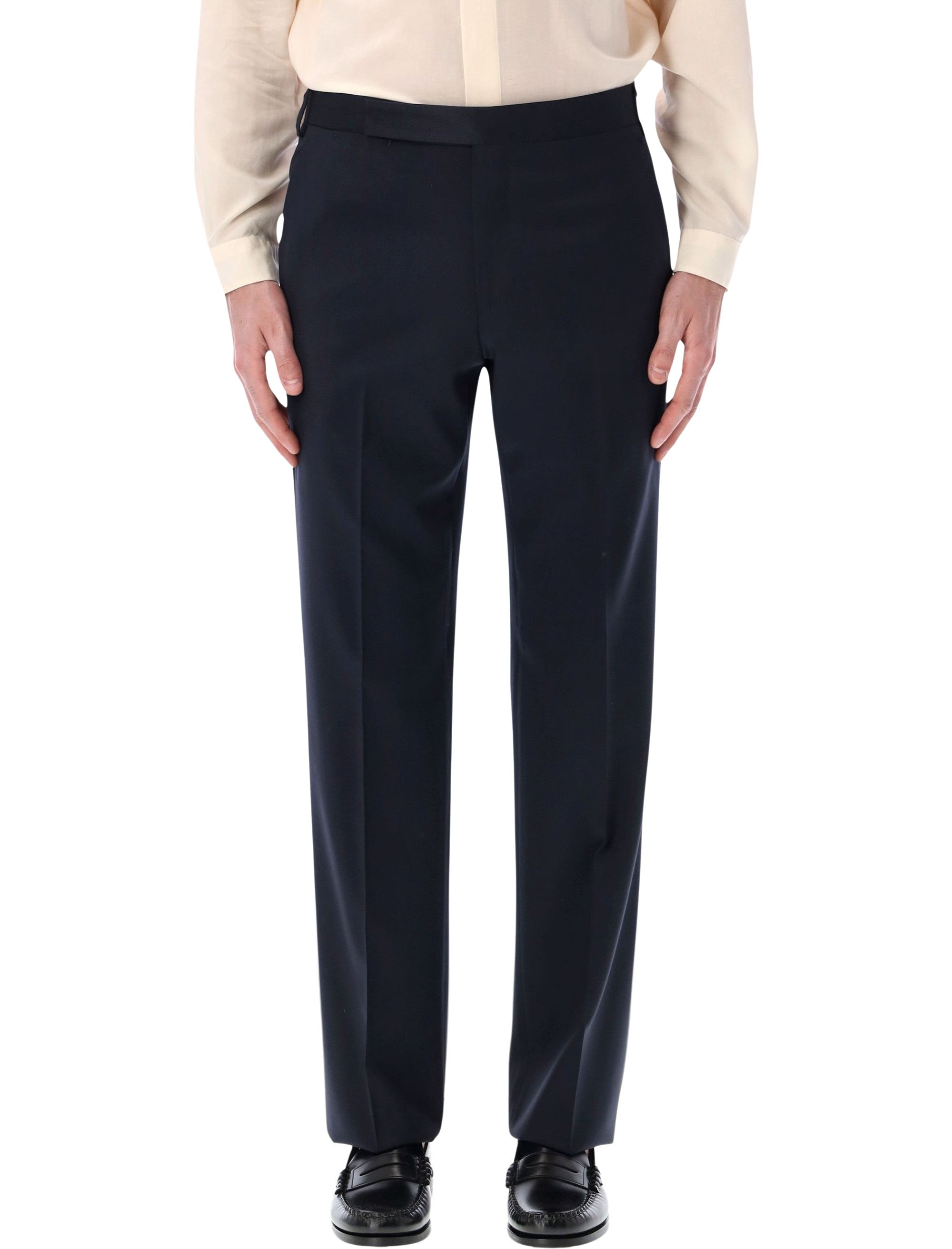 Lardini stretch crepe formal trousers Navy Virgin Wool Pant