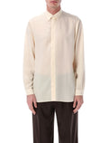 Lardini Oversized linen & lyocell shirt Ivory Tencel