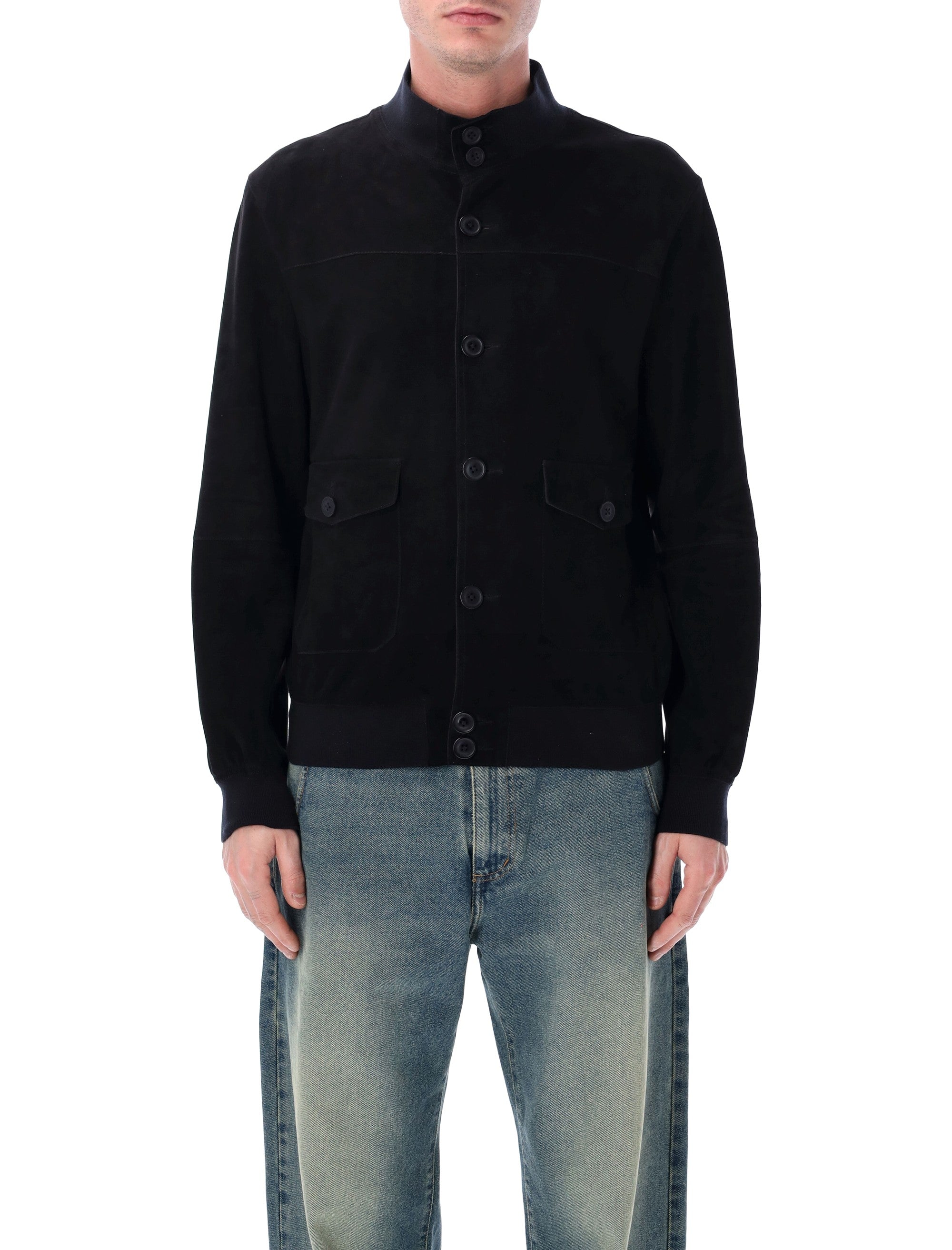 Sword 6.6.44 suede jacket Navy Ovine Leather