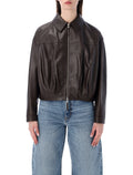 Sword 6.6.44 cropped nappa leather bomber Wood Ovine Jacket
