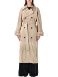 Sword Suede Leather Trench Coat Linen Ovine Jacket