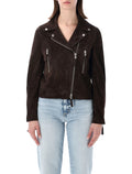 Sword Classic Biker Suede Leather Jacket Cafeine Ovine