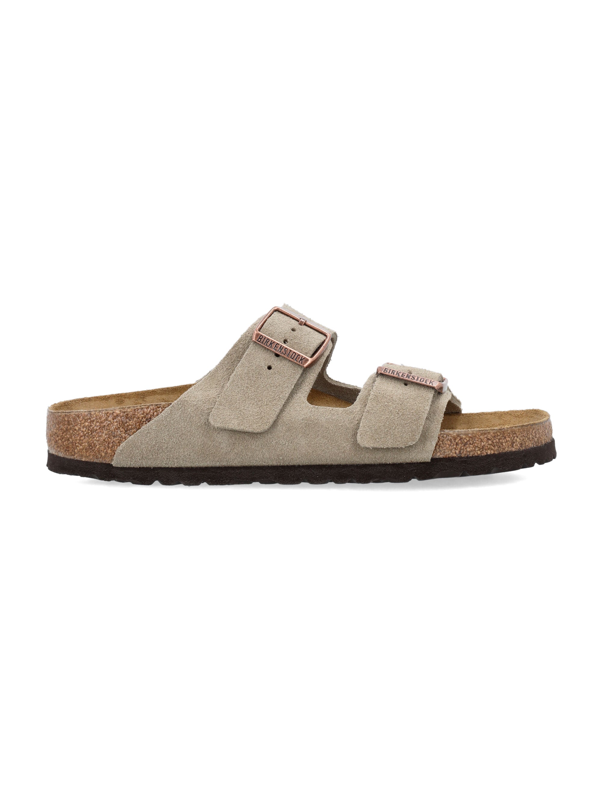 Birkenstock Arizona Suede Flat Sandals in Taupe Upper