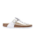 Birkestock Gizeh White Leather Flower Sandals Upper