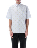 Valentino Garavani Oxford Shirt With Le Chat De La Maison Print Fdo Celeste/bianco St.gattino Cotton