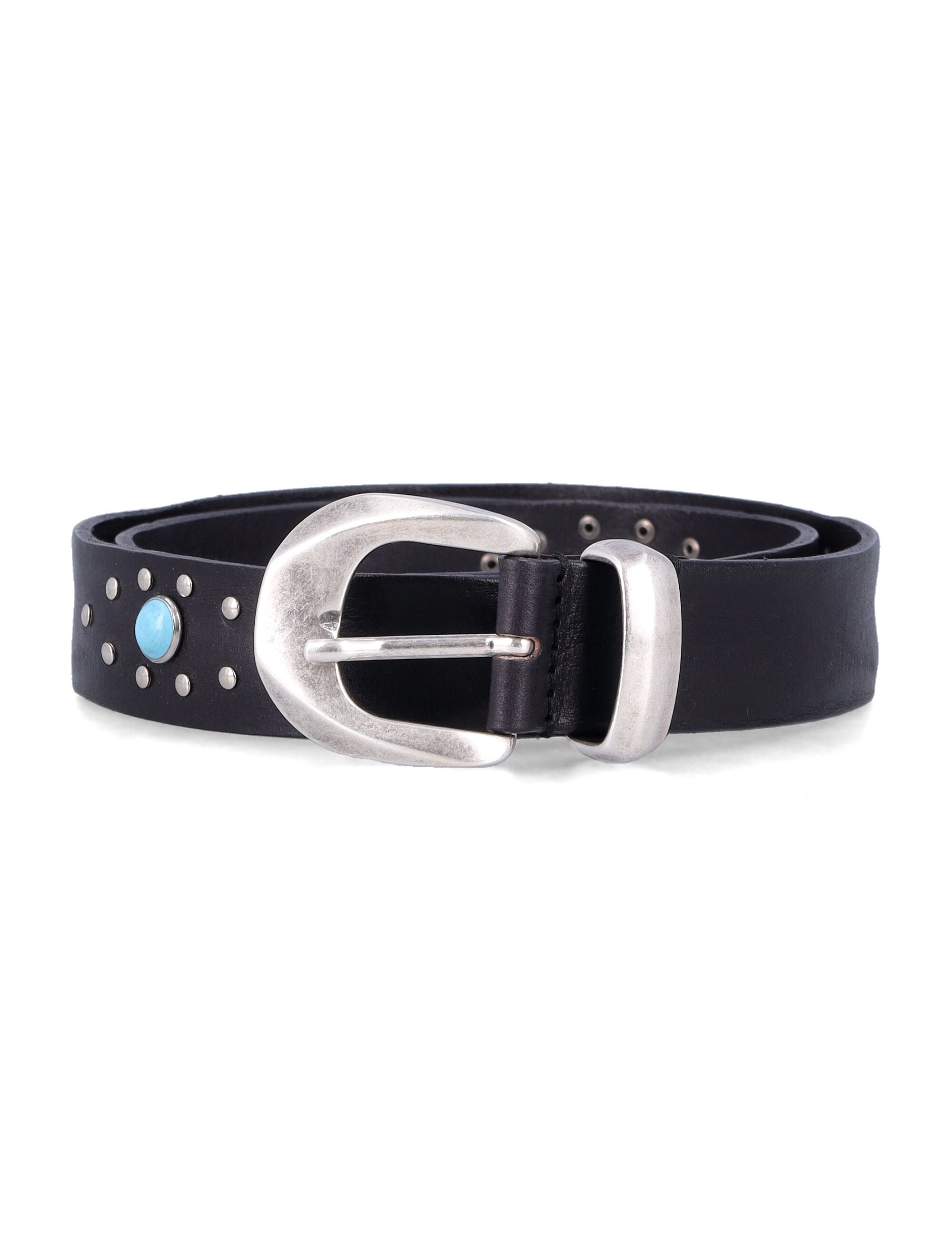 Mancini 1979 Alfred studded leather belt H 30 Nero
