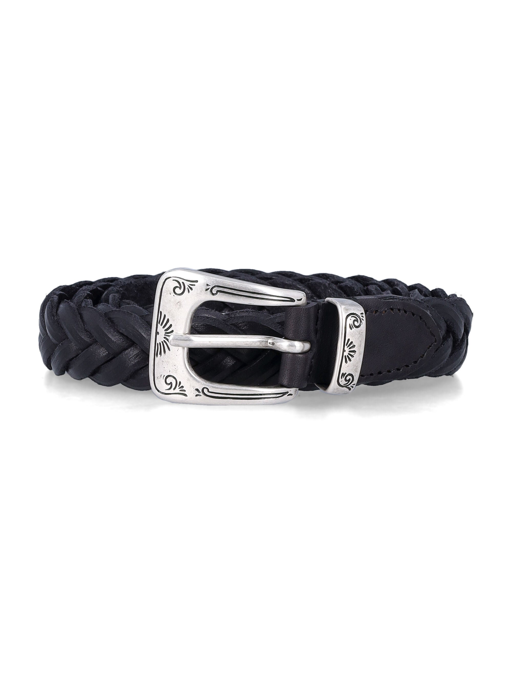 Mancini 1979 Sophia braided leather belt Black