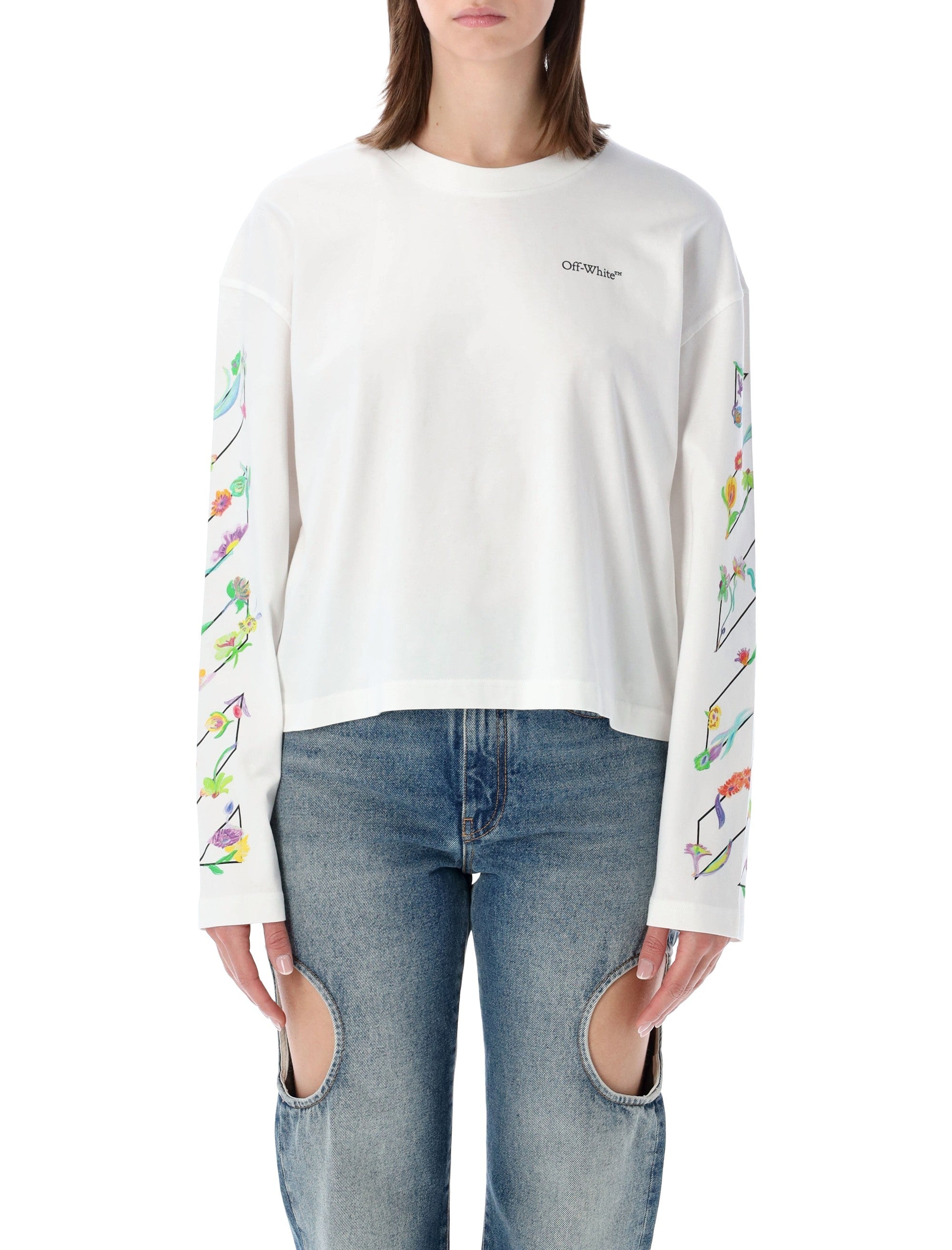 Off-White Flower Long Sleeve T-Shirt Cotton Tshirt