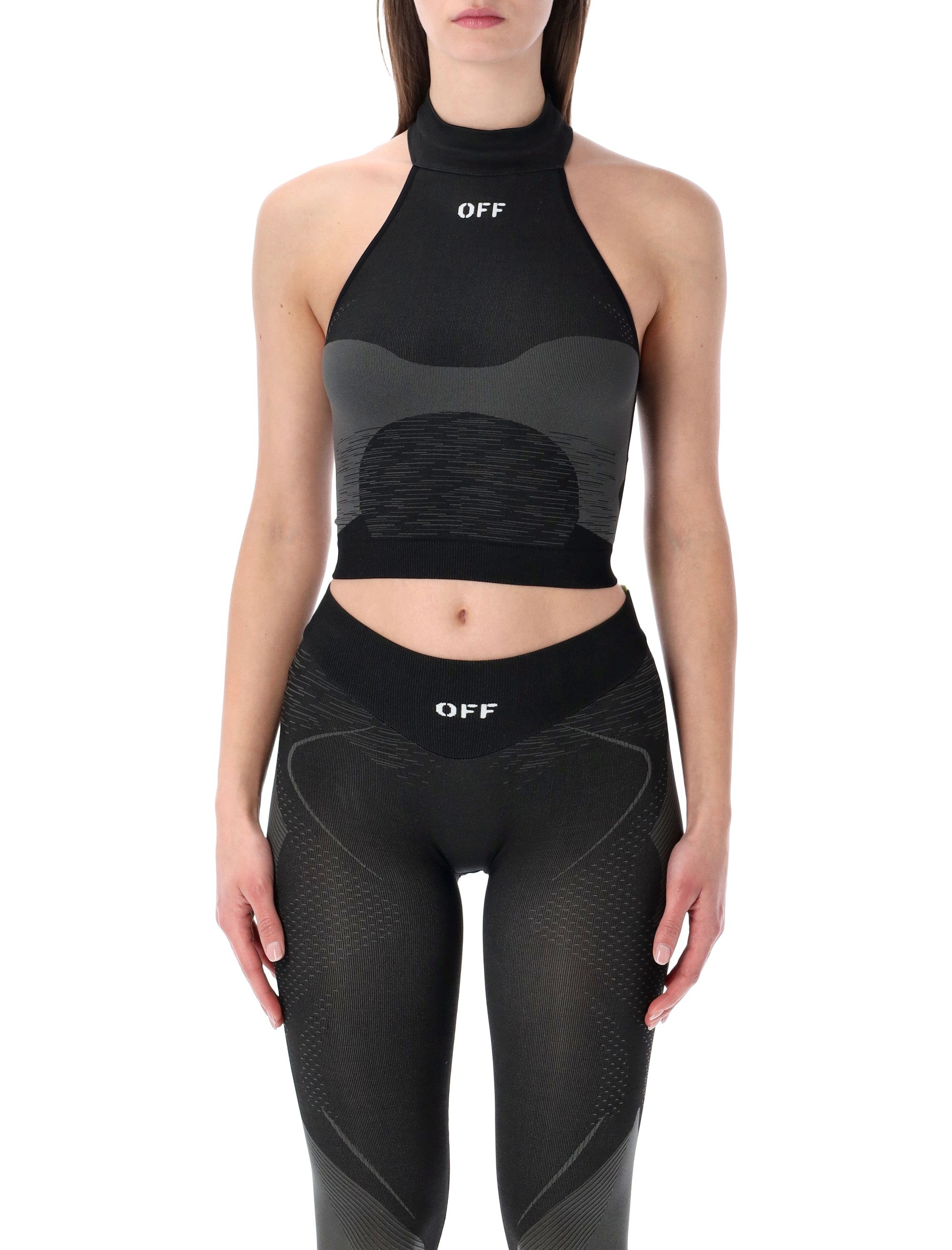 Off-White technical halter-neck active top Black Polyamide