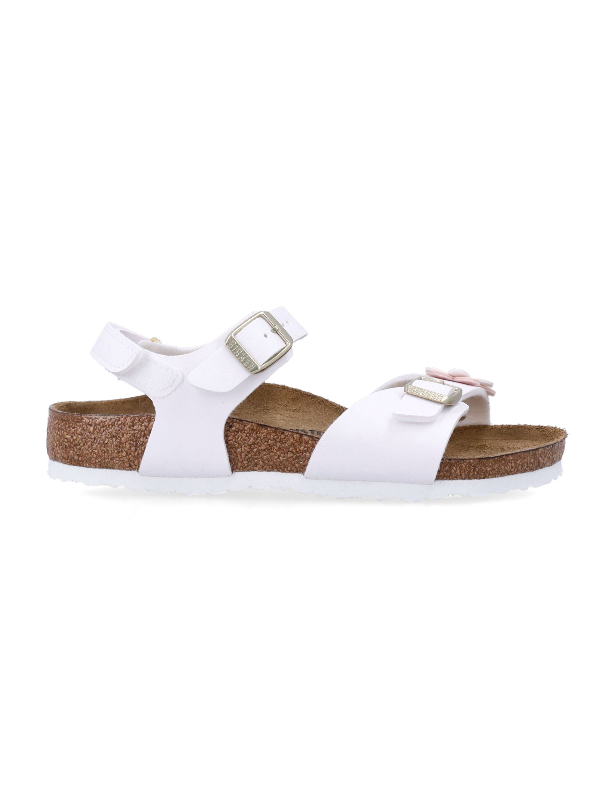 Birkenstock white Rio plain flowers kids sandals Upper