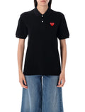 Comme des Garçons Play Red Heart polo Black Cotton Tshirt