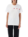 Comme Des Garçons Play Three Hearts Tee White Cotton Tshirt