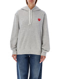 Comme Des Garçons Play Red Heart Hoodie Grey Cotton Sweatshirt