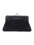 Comme des Garçons Wallet medium smooth leather Kiss-Clasp purse Black Cowhide