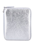 Comme des Garçons Wallet metallic leather zip-around Silver Calfskin
