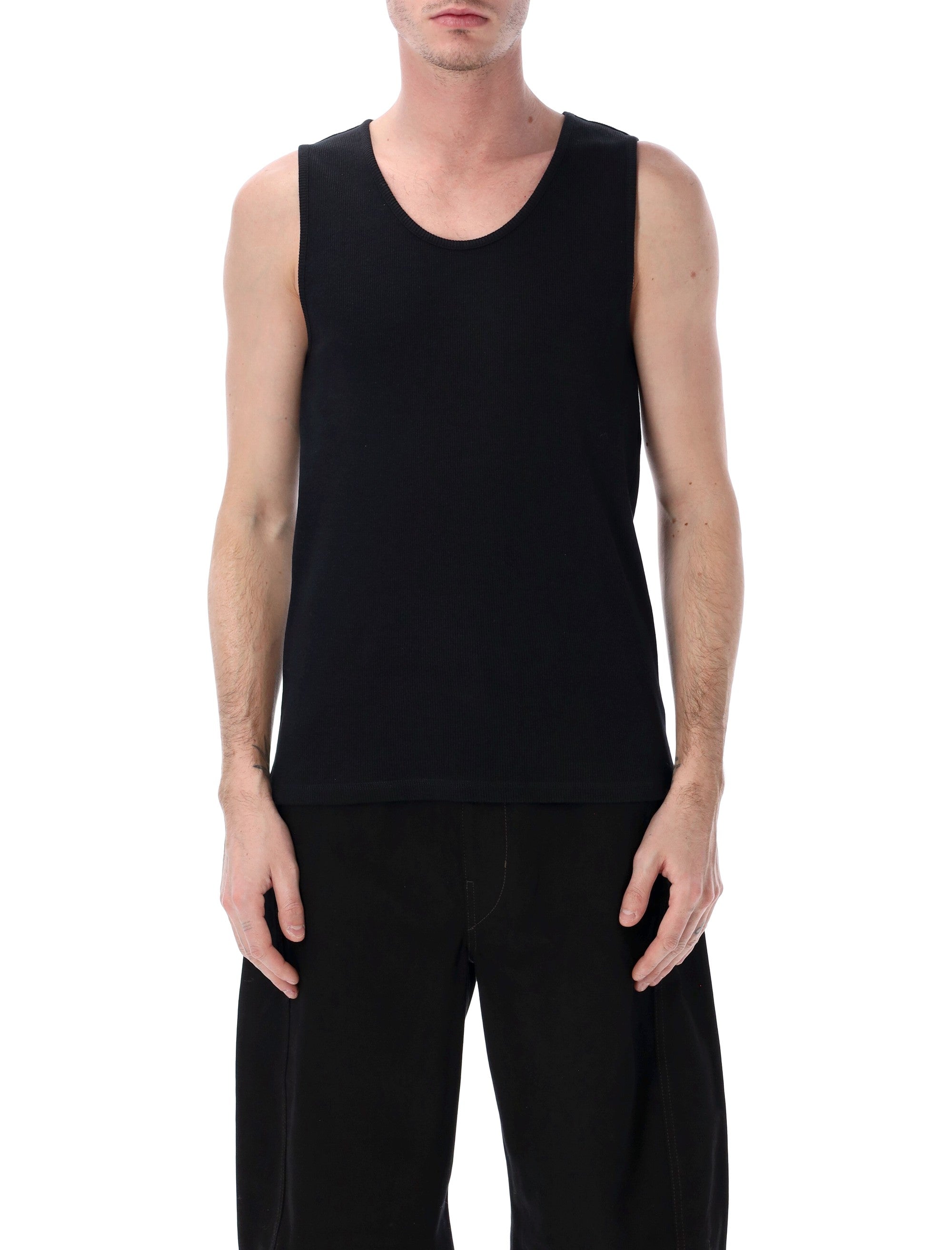 Lemaire cotton linen rib tank Black Top