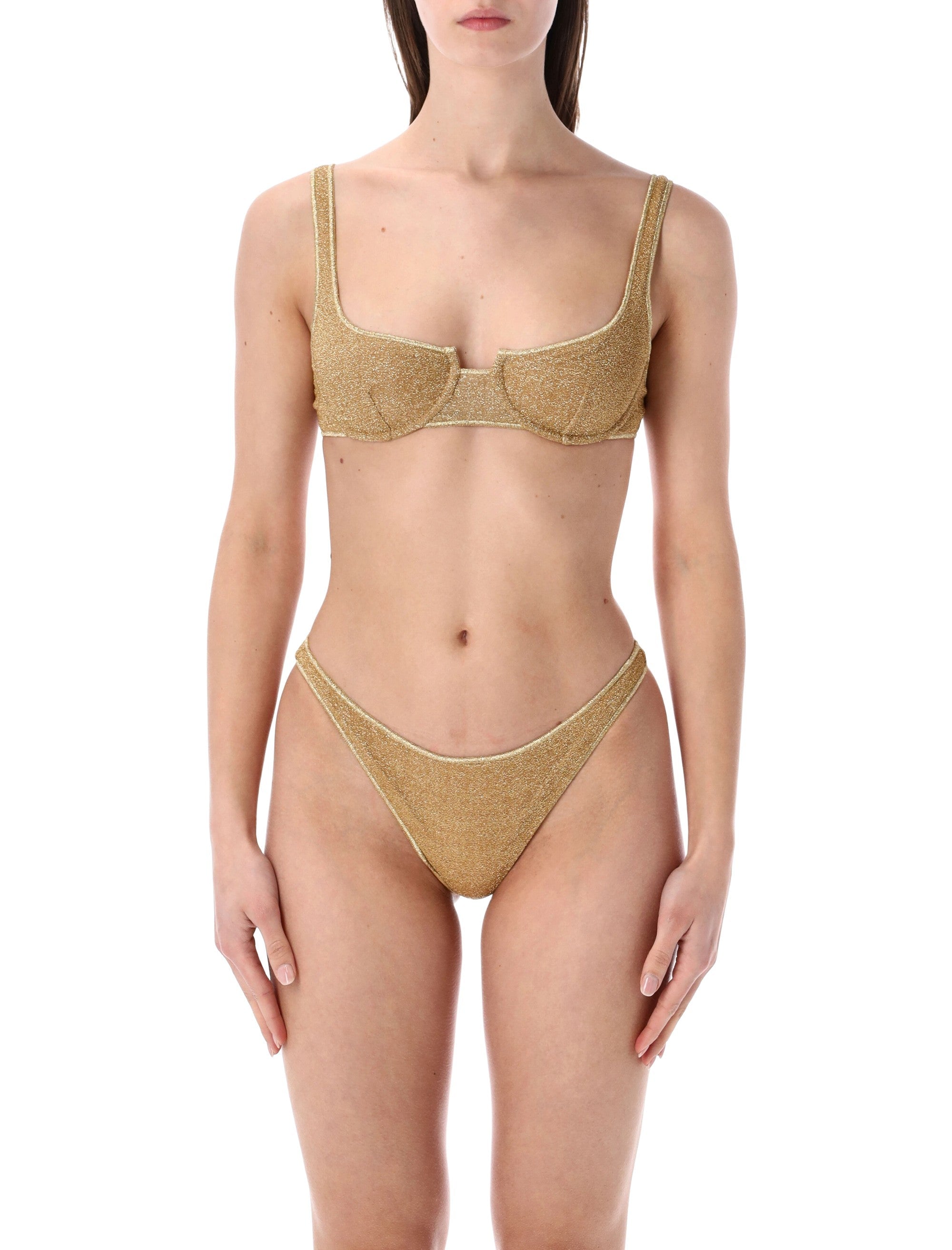 Oséree Swimwear Lumière lurex Balconette bikini Gold Polyamide