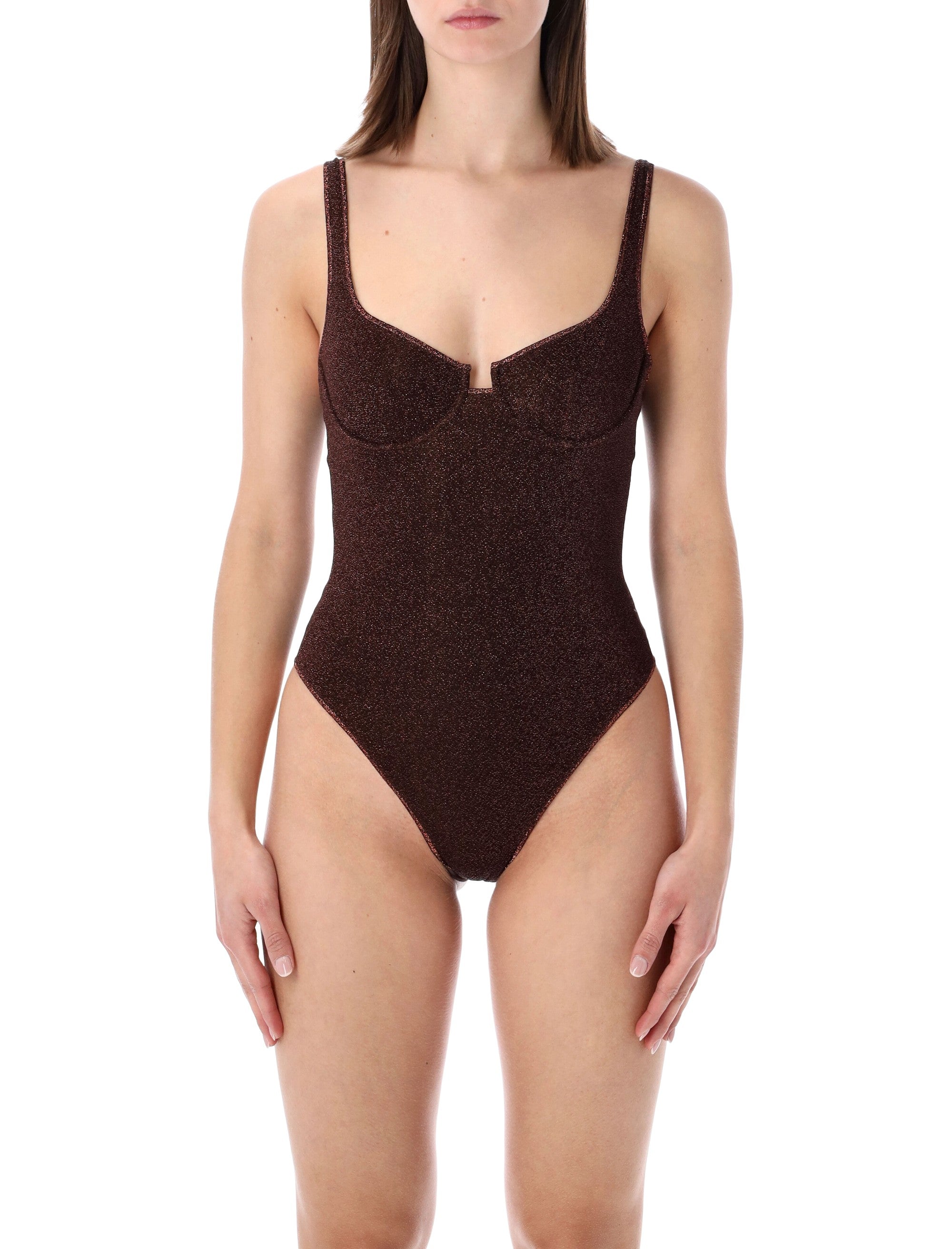 Oséree Swimwear Lumière Balconette one-piece Chocolate Polyamide