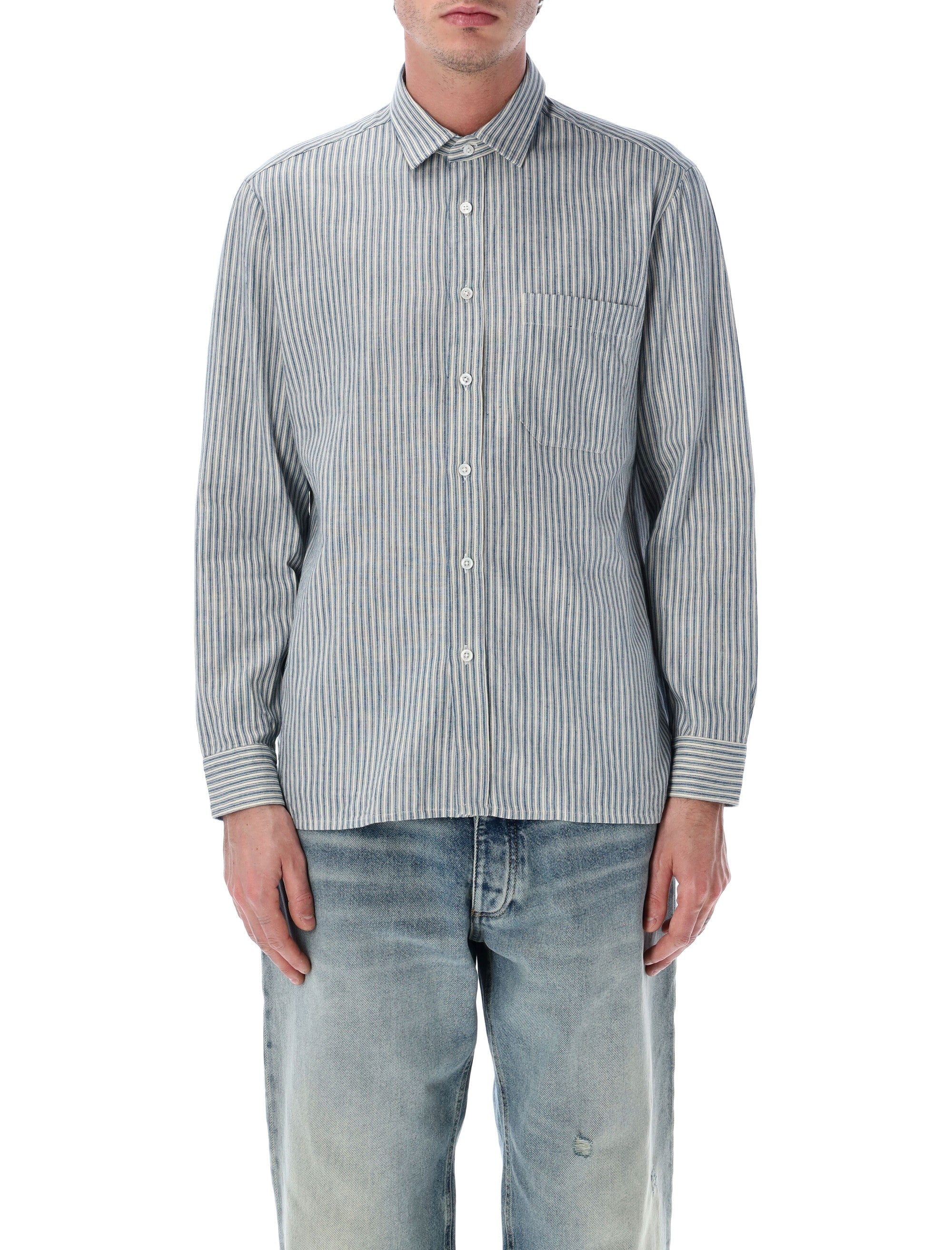 Salvatore Piccolo Tahiti white and blue cotton stripe shirt Stripes
