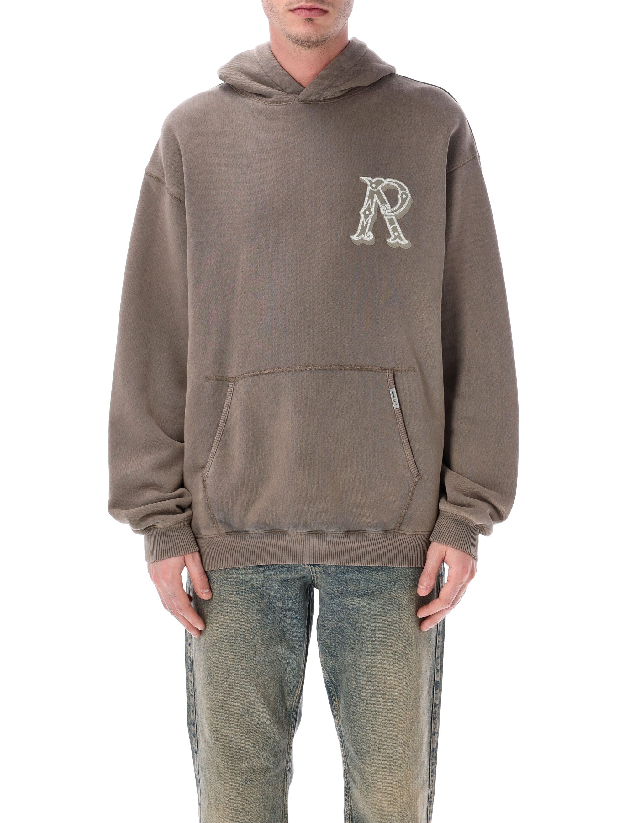 Represent Western Initial cotton hoodie Dusty Brown Rib Sweatshirt