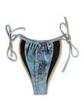Diesel Jodie-Dnm denim-effect bikini bottom Denim Print Polyester