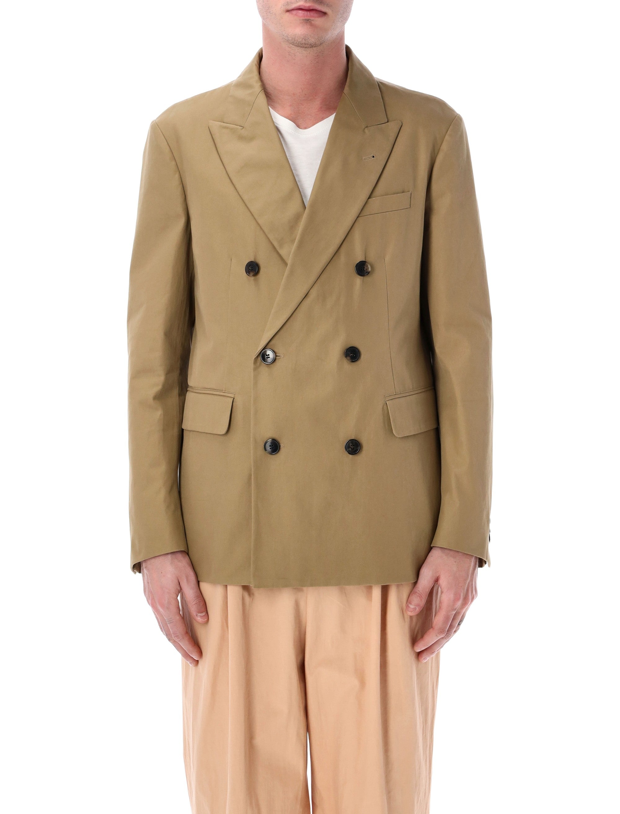 Dries Van Noten Balto double-breasted jacket Camel Cotton Lining Blazer