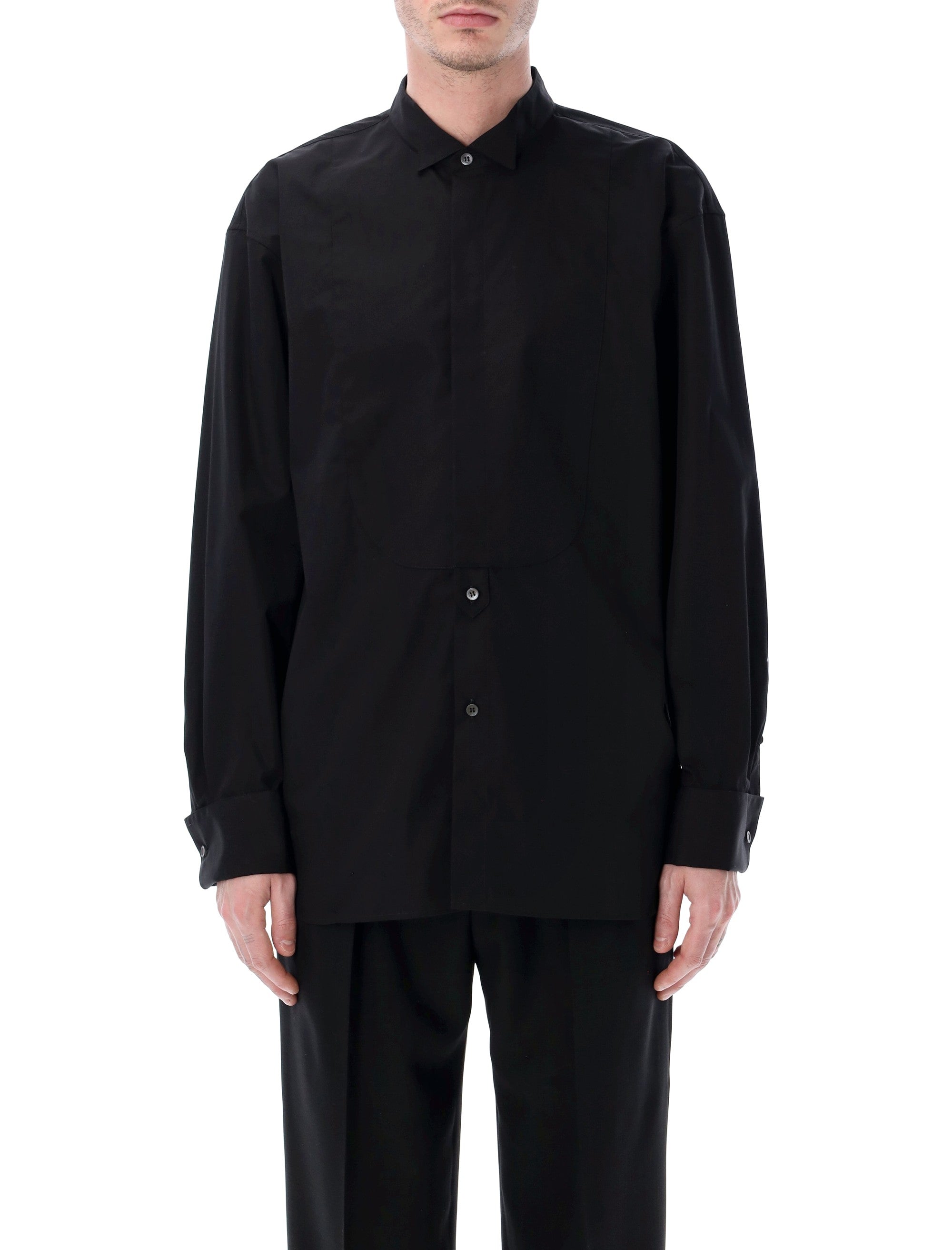 Dries Van Noten loose fit Tuxedo shirt Black Cotton