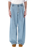 Dries Van Noten pleated wide jeans Light Blue Cotton