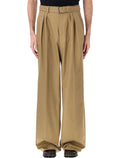 Dries Van Noten wide leg pants with belt Camel Cotton