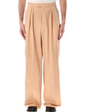 Dries Van Noten pleated cotton poplin pants Peach