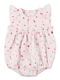 Petit Bateau Floral Cotton Gauze Romper Pink Bodysuit